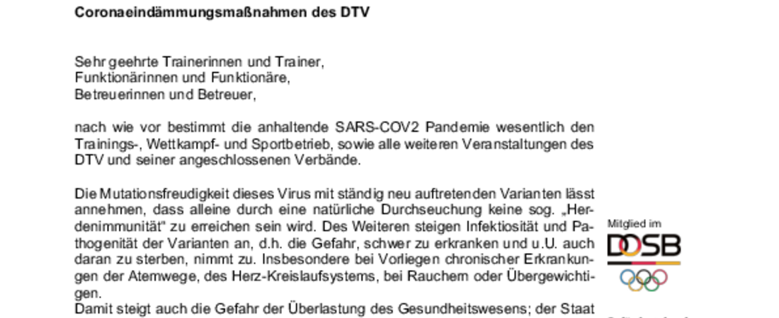 Maßnahmen des DTV zur Corona-Eindämmung 