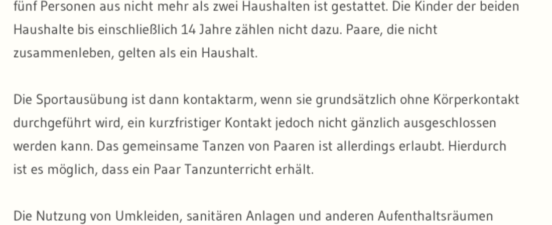 Körperkontakt ist kontaktarm - gut für den Tanzsport