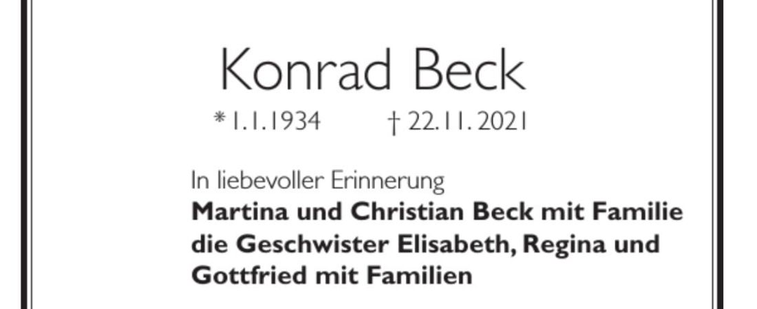 Wir trauern um Konrad Beck